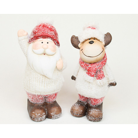 Keramik Santa oder Elch mit Bommel 12,5x6cm