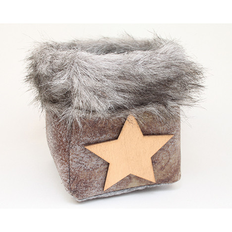 Filz-Tasche mit breitem Fellrand 14x12x12cm