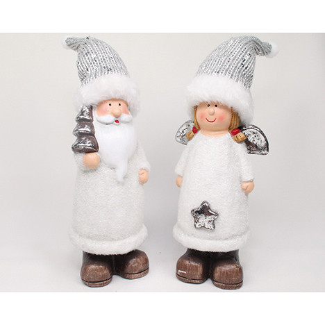 Santa and Angel XXL 27x8x8cm with glitter snow