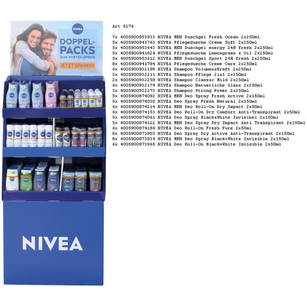 Nivea Deo/shower/shampoo Duopack 115's Display