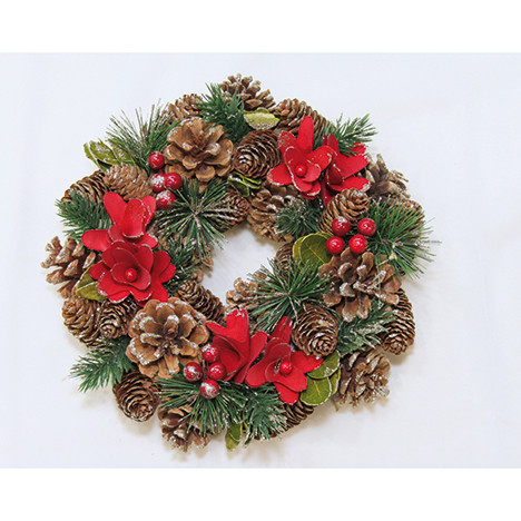 Christmas wreath 25cm, with 4 poinsettias