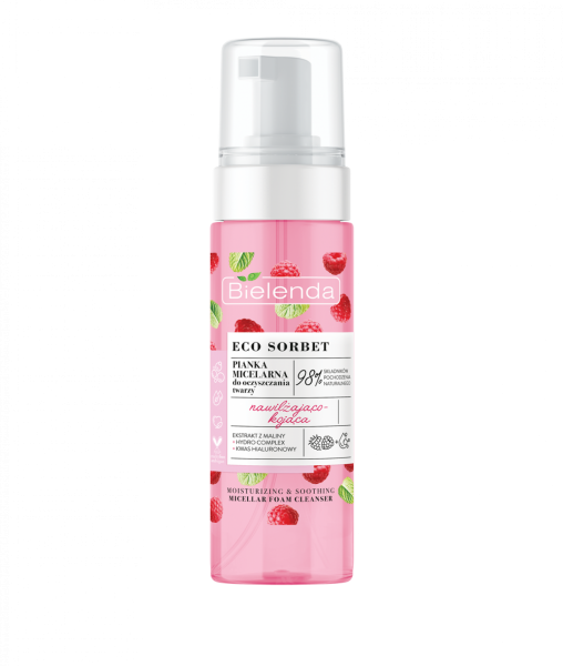 ECO SORBET Raspberry - micellar cleansing foam - moisturizing and soothing, 150 ml