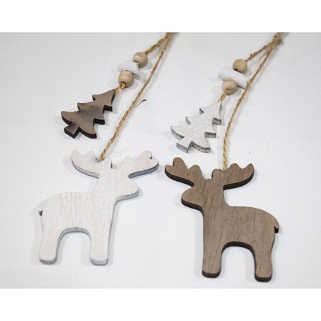 Wooden hanger elk with tree and wooden balls