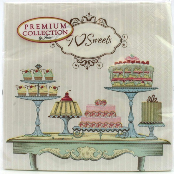 Premium napkins 20 pieces 33x33cm -I love Sweets-