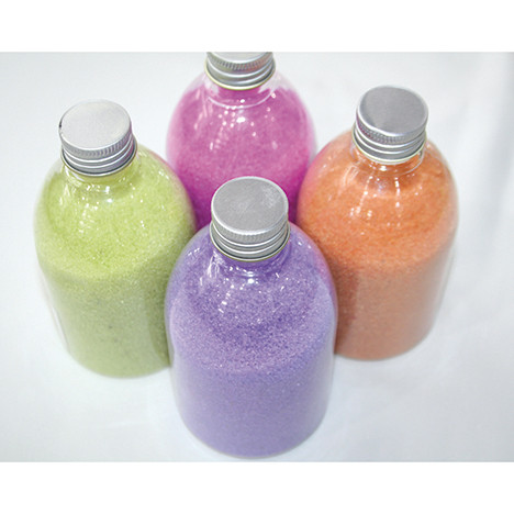 Dekosand 350g in Klarsichtflasche mit Aludeckel