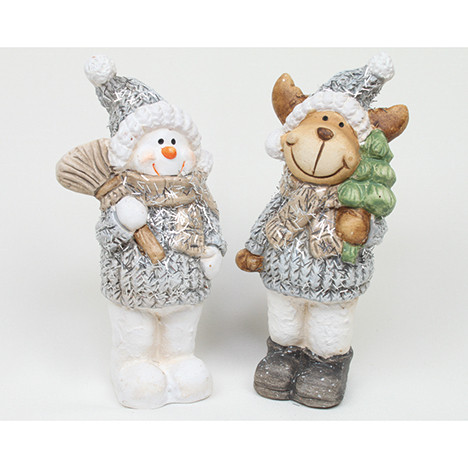 Elch o. Schneemann 13x6x4cm mit Glitzer