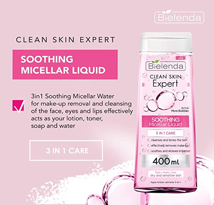 CLEAN SKIN EXPERT 3 in 1 Soothing Micellar Water, 400 ml