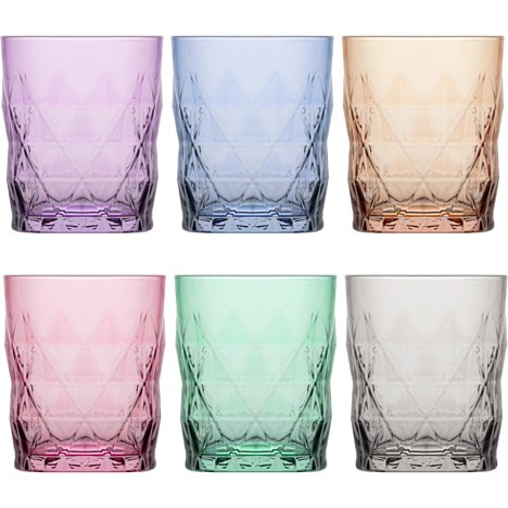glass drinking glass 6pcs set 345ml colored