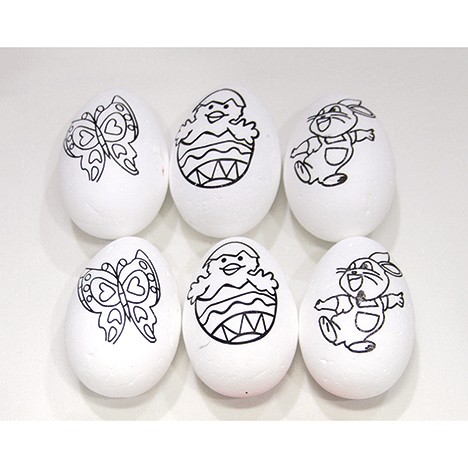 Easter eggs for colouring set of 6, 3 motifs ass.