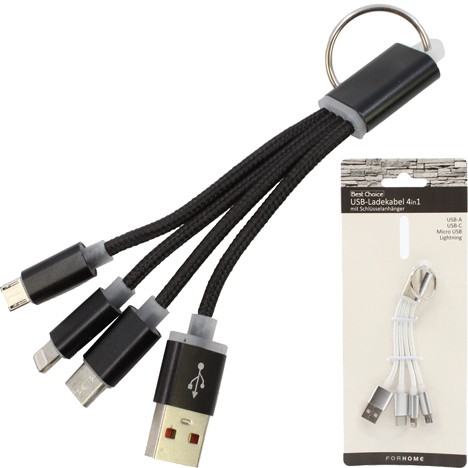 Keyring charger cable different colors, 4 in 1!