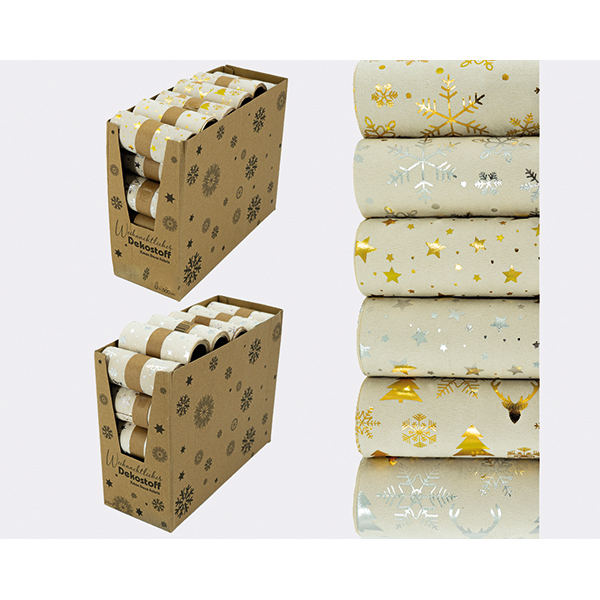 Dekostoff X-Mas 12x300cm, Polyester, 3 Designs