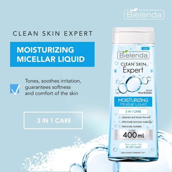 CLEAN SKIN EXPERT 3 in 1 Moisturizing Micellar Water, 400 ml