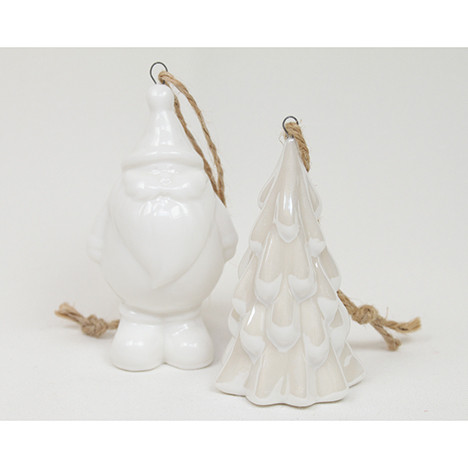 Porcelain hanger Santa or tree 8x5x4cm