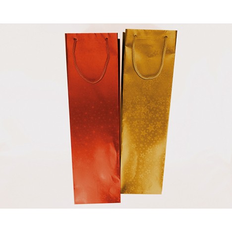 Geschenktasche 'Hologrammsterne' 35x10cm Flasche