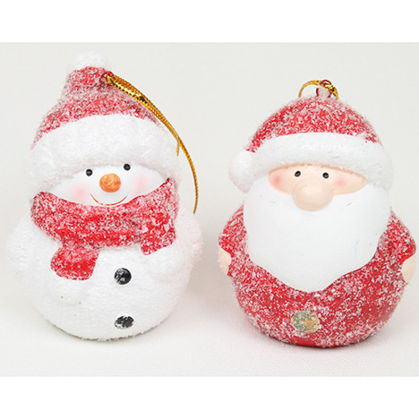 Santa or snowman ceramic 7x6x5cm