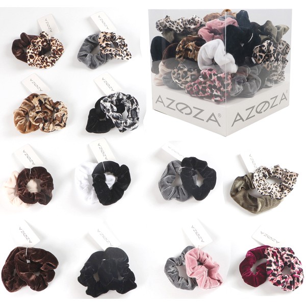 Hair Scrunchies 'medium' 2pcs, 12fold assorted